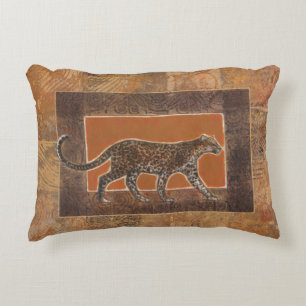 Coussins Décoratifs Leopard sur Orange et Arrière - plan Brown