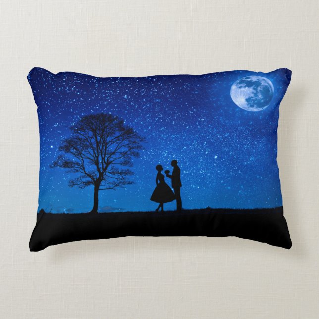 Coussins Décoratifs Les amoureux en pleine lune (Devant)