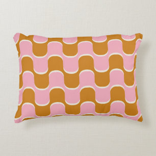 Coussins Décoratifs les années 70 rétro vintage motif ondulé en or et 