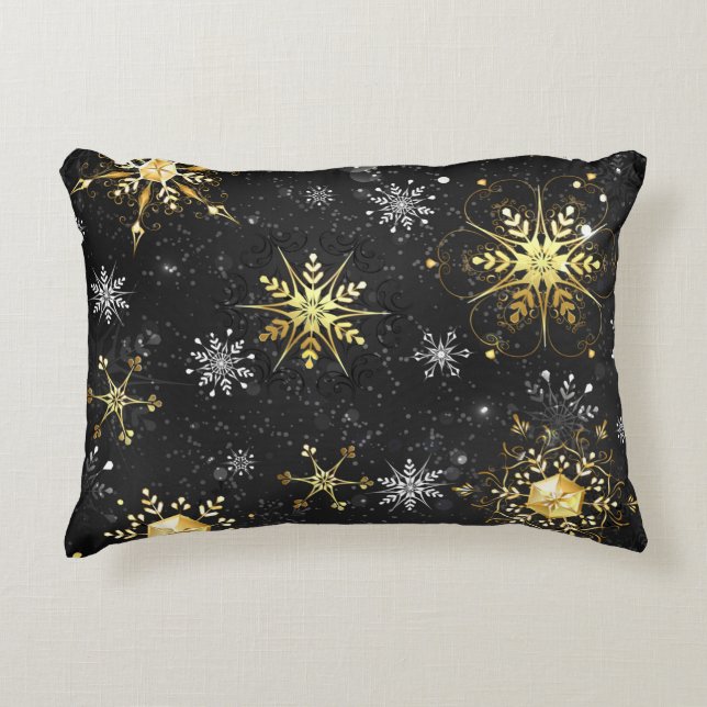Coussins Décoratifs Les flocons dorés de Noël sur l'Arrière - plan noi (Devant)