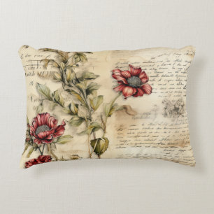 Coussins Décoratifs Lettre vintage d'amour parchemin avec fleurs (1)