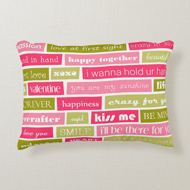 Coussins Décoratifs Lettres d'amour rose et vert (Devant)