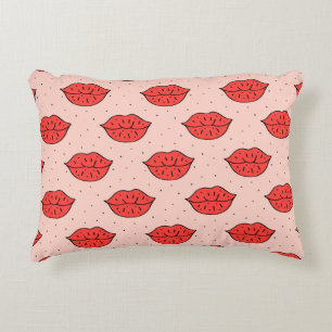 Coussins Décoratifs Lèvres caricaturales : motif féministe de doodle.