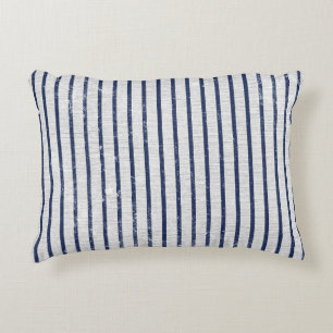 Coussins Décoratifs Lin gris rustique et Motif bleu marine