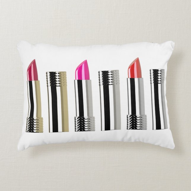 Coussins Décoratifs Lipstick chrome rose rose cosmétique (Devant)