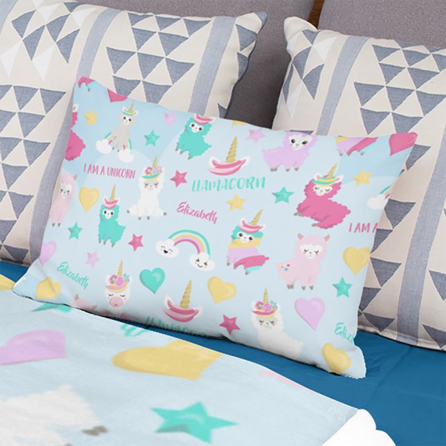 Coussins Décoratifs Little Girl Cute Llamacorn Pastel Motif (Créateur téléchargé)