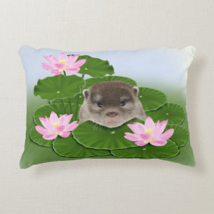 Coussins Décoratifs Loutre et fleurs de Lotus