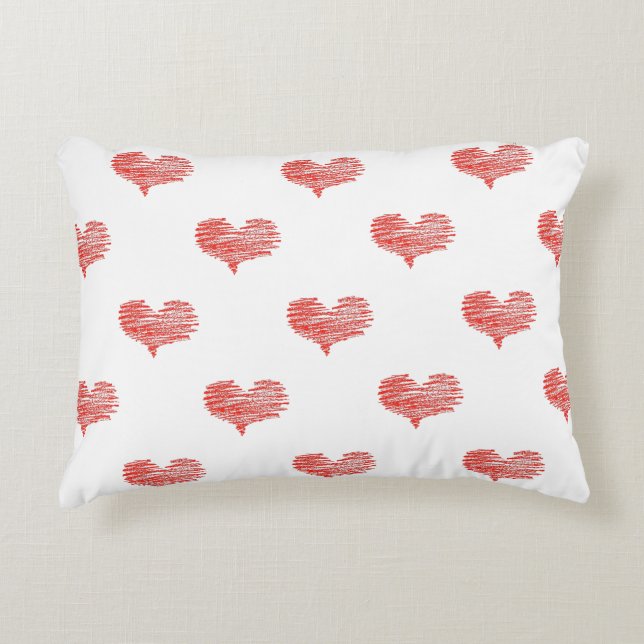 Coussins Décoratifs Love Valentine's Day Red Heart croquis (Devant)