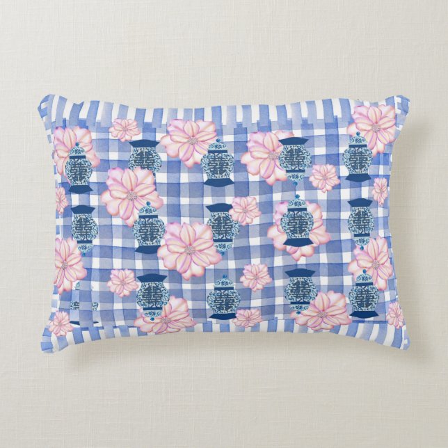Coussins Décoratifs Lumbar rose Floral Bleu Ginger Jars (Devant)
