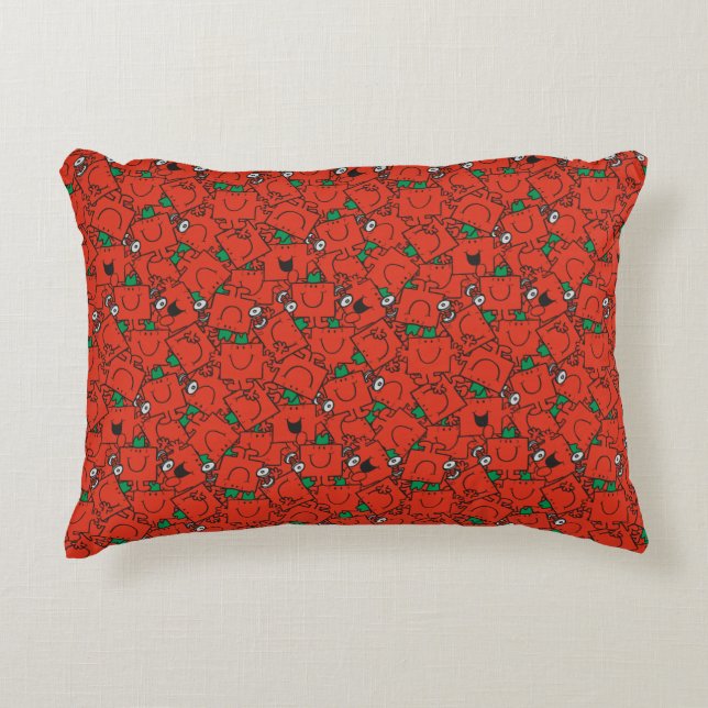 Coussins Décoratifs M. Costaud | Motif rouge et vert d'haltères (Devant)