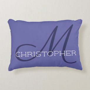 Coussins Décoratifs M Élégant Nom Initial Bleu Periwinkle Élégant