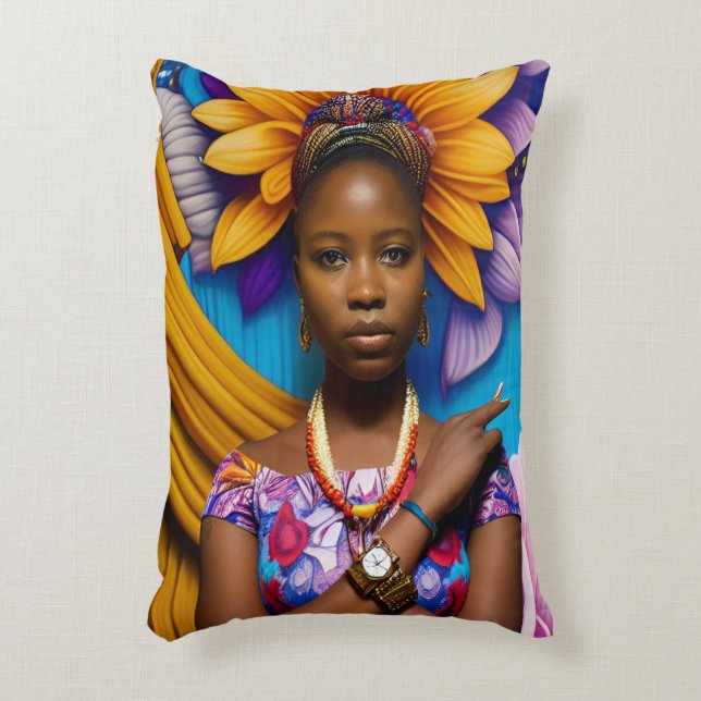 Coussins Décoratifs Magnifique femme africaine avec montre (Devant(Vertical))