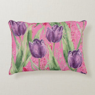 Coussins Décoratifs Magnifique motif de fleurs de tulipes roses choqua