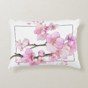 Coussins Décoratifs Magnifiques fleurs de cerisier rose à l'aquarelle