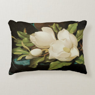 Coussins Décoratifs Magnolias géant sur un tissu de velours bleu par M