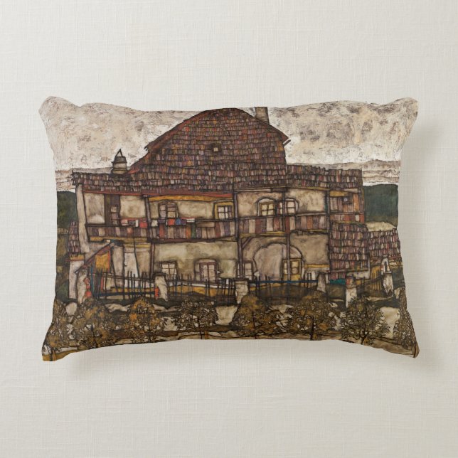 Coussins Décoratifs Maison avec toit en bardeau par Egon Schiele (Devant)