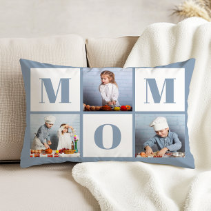 Coussins Décoratifs Maman 3 Colage de Photos Bleu Poussiéreux