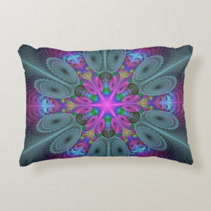 Coussins Décoratifs Mandala Colorful Striant Fractal Art Kaleidoscope