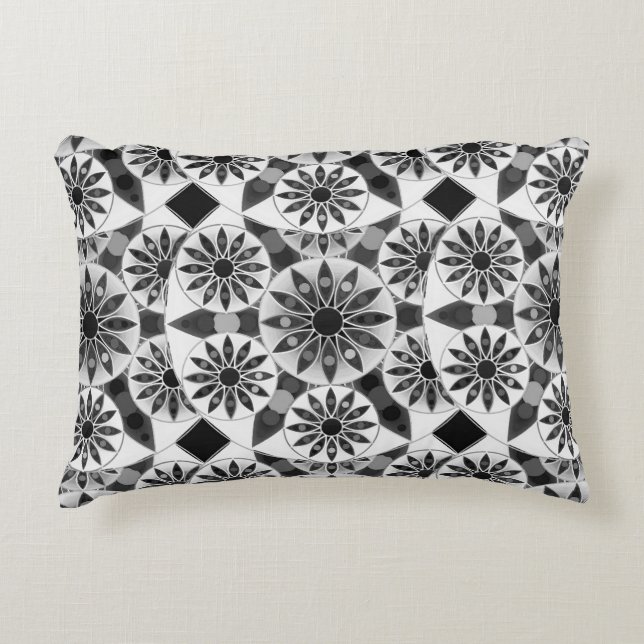 Coussins Décoratifs Mandala motif, noir, blanc et gris / gris (Devant)