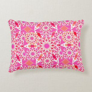 Coussins Décoratifs Mandala motif, tons rose et corail