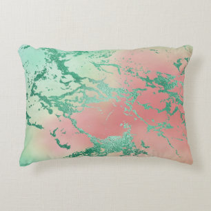Coussins Décoratifs Marbre cool   Jolie Pastel Coral et Green Ombre