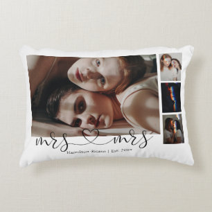 Coussins Décoratifs Mariage Gay Photo Personnalisé Mme et Mme Cœur