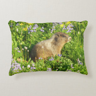 Coussins Décoratifs Marmot dans le Mont Rainier Fleurs sauvages