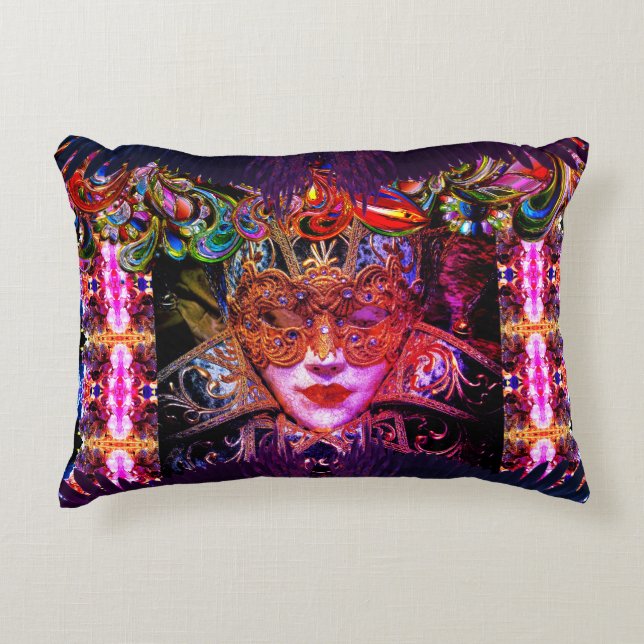 Coussins Décoratifs Mascarade masque beauté boule noir rose gothique (Devant)