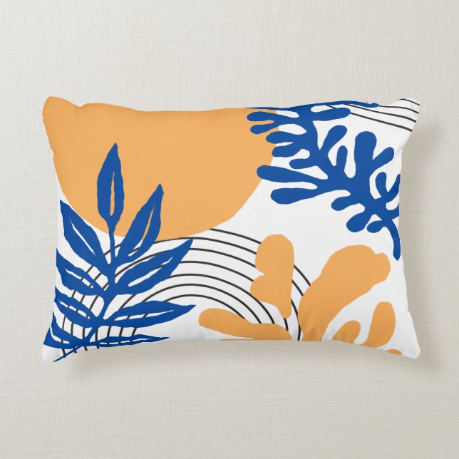 Coussins Décoratifs Matisse Bleu Jaune Abstrait Formes botaniques  (Devant)