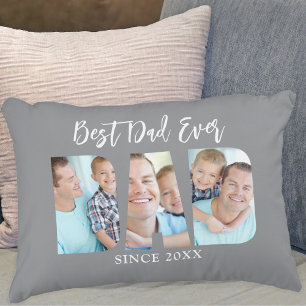 Coussins Décoratifs Meilleur papa jamais photo gris