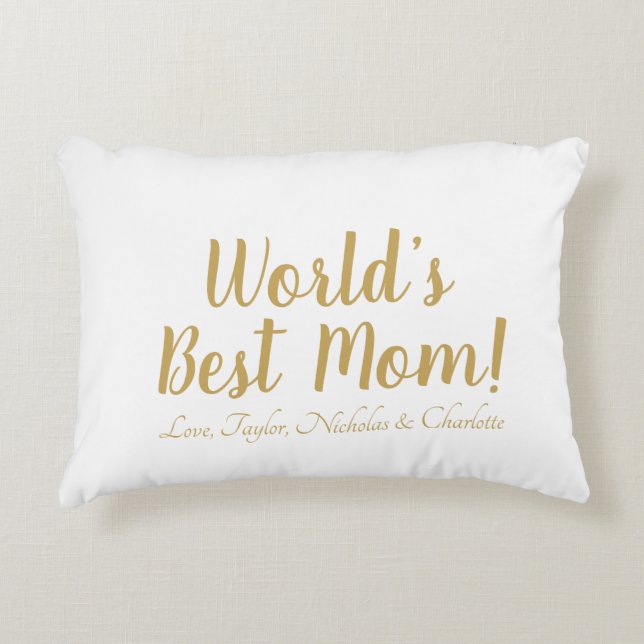 Coussins Décoratifs Meilleure maman du monde script personnalisé migno (Devant)