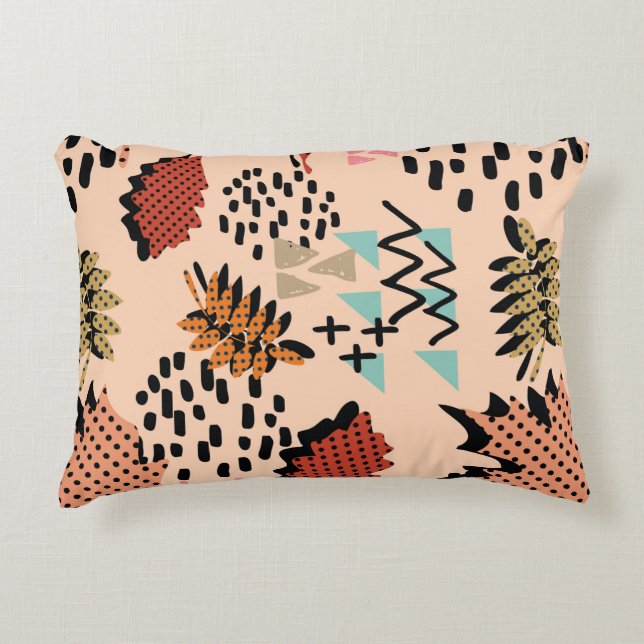 Coussins Décoratifs Memphis automne feuillage et feuilles avec géomet (Devant)