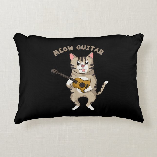 Coussins Décoratifs Meow guitar cute Cat playing Guitar Funny Kitties (Devant)