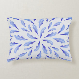 Coussins Décoratifs mignon blanc bleu simple fleurs feuilles