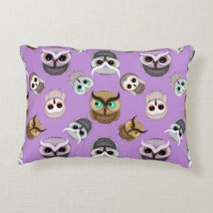 Coussins Décoratifs Mignons hiboux sur fond violet