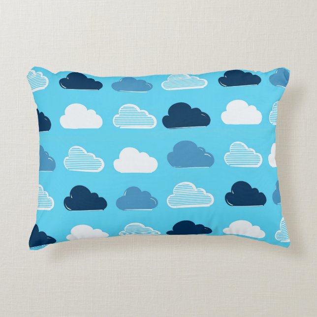 Coussins Décoratifs Minimal Clouds Pattern – Blue Sky Vibes (Devant)
