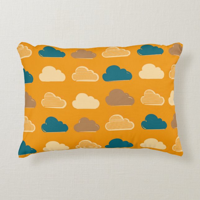 Coussins Décoratifs Minimal Clouds Pattern – Orange Sky Vibes (Devant)