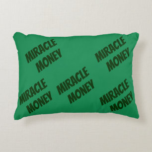 Coussins Décoratifs "Miracle Money." Citation Drôle. Noël vert