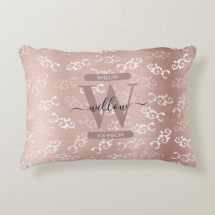 Coussins Décoratifs Modèle de Damas de Rose Vintage monogramme