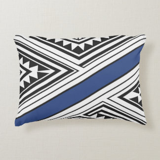 Coussins Décoratifs Moderne tribal géométrique Accent noir et bleu