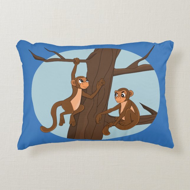 Coussins Décoratifs Monkeys climbing the tree cartoon accent pillow (Devant)