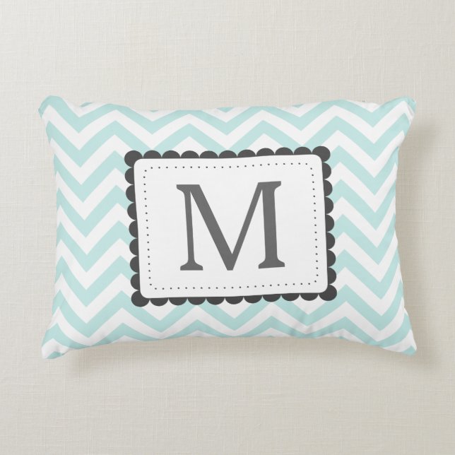 Coussins Décoratifs Monogramme bleu et blanc en bon état de coutume de (Devant)