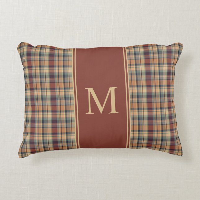 Coussins Décoratifs Monogramme Brown chaud et plaqué crème (Devant)