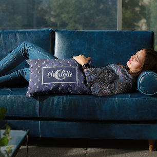 Coussins Décoratifs Monogramme Crescent Moon bleu céleste sur mesure