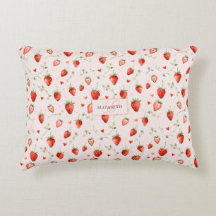 Coussins Décoratifs Monogramme de coeurs roses botaniques doux de baie
