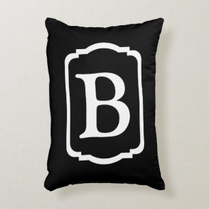 Coussins Décoratifs Monogramme encadré simple noir et blanc