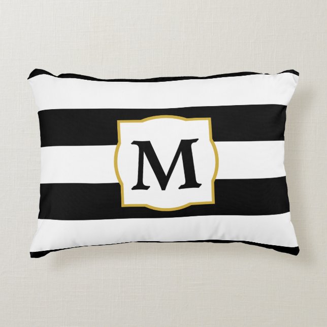 Coussins Décoratifs Monogramme fait sur commande avec les rayures (Devant)