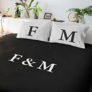 Coussins Décoratifs Monogramme Hotel Chic Reversible Noir & Blanc