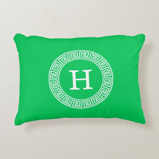 Coussins Décoratifs Monogramme initial du cadre à clé verte Emerald gr (Devant)