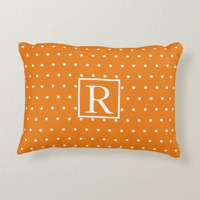 Coussins Décoratifs Monogramme initial orange blanc Pois mou (Dos)